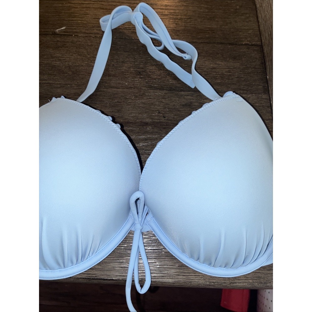 Women's Ruffle Push-Up Underwire Bikini Top - Blue 36DD - Picture 2 of 4